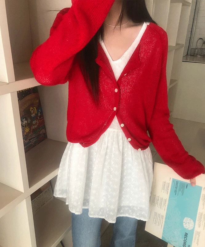 [여름신상🌊] 러시 래글런 썸머 니트가디건 (4color)