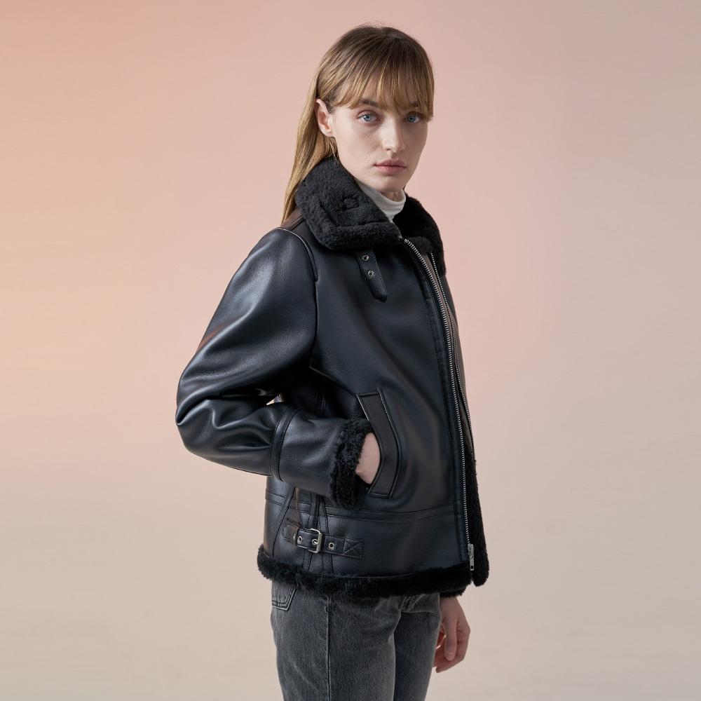 페이크 B3 무스탕 자켓 우먼 (블랙)