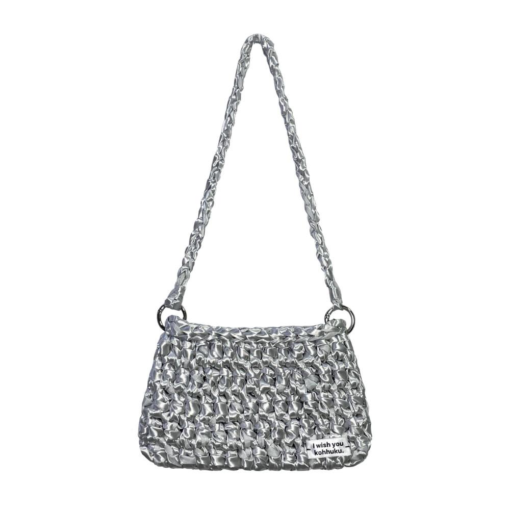 새틴 리본 뜨개 숄더백 실버백 호보백 S,M (56color)