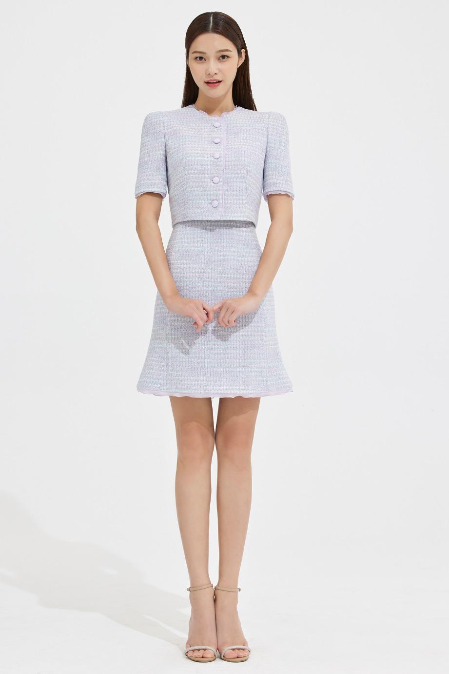 TWEED SILK CHIFFON MINI SKIRT