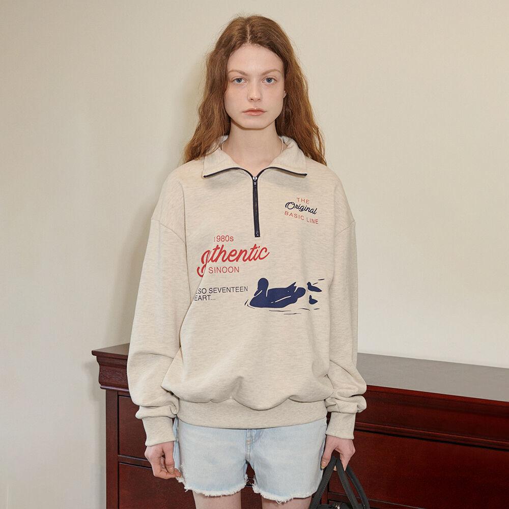 DUCKLING HALF ZIP-UP SWEATSHIRT