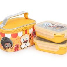 브레드이발소 도시락 이중락 스텐 2단 가방세트 PO101