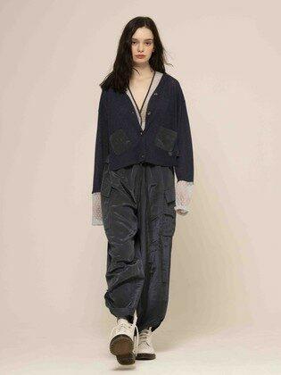 텍스처 블록 점프슈트 - NAVY