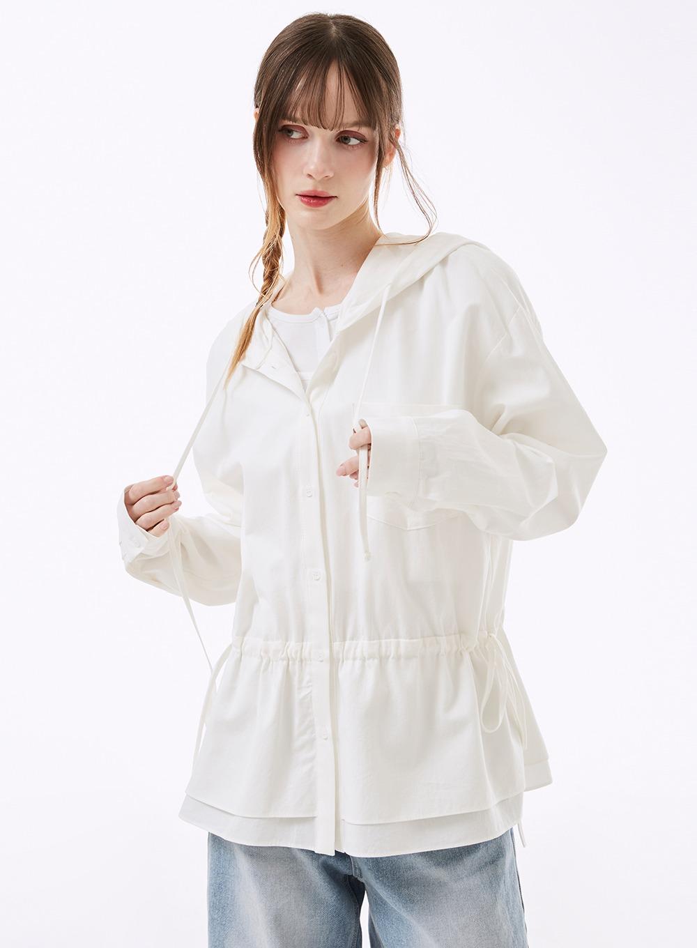 마릴라 프릴 셔링 후드셔츠