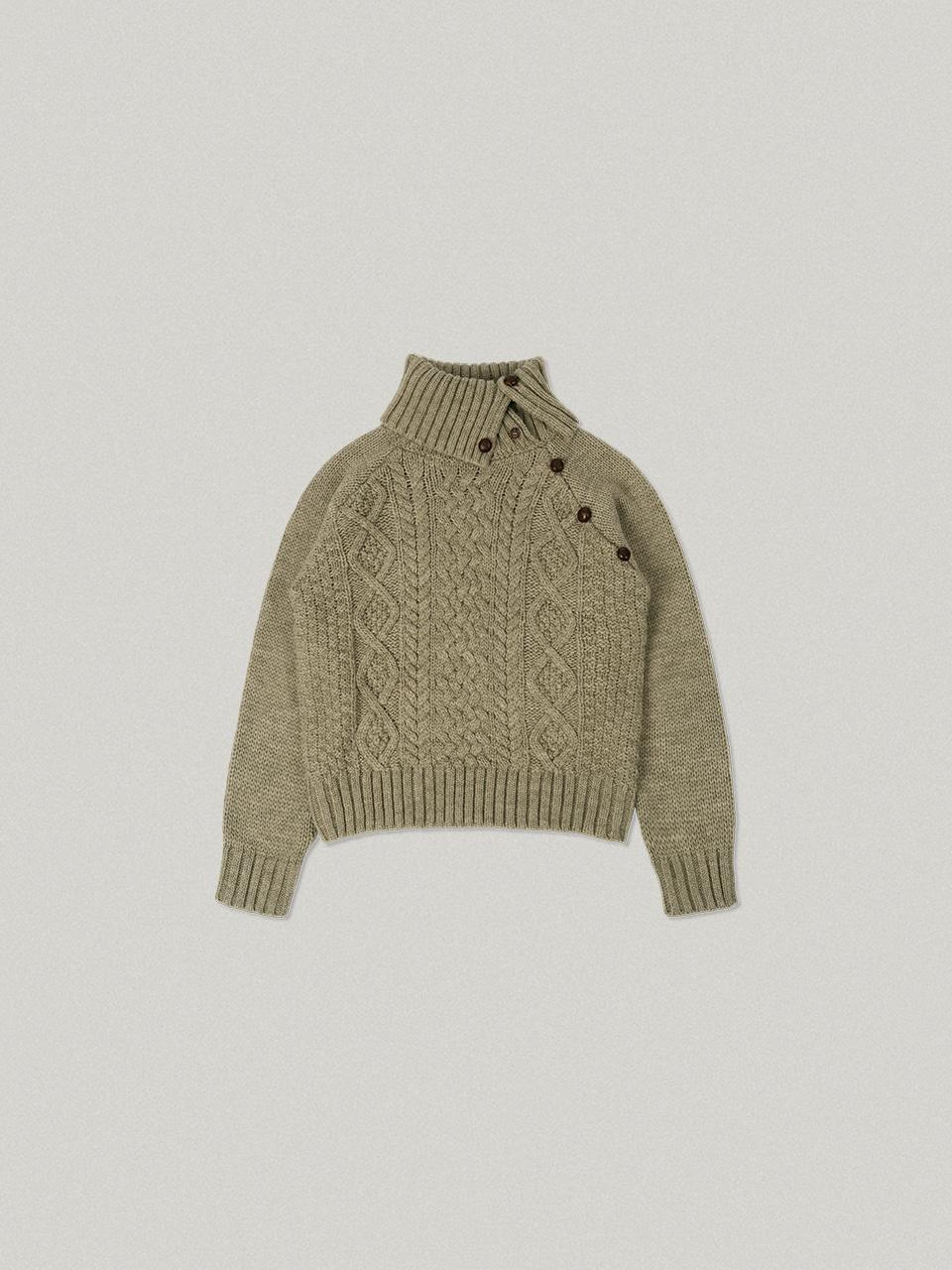 Turtleneck Cable Knit - olive터틀넥 케이블 니트[11월 01일 예약배송 순차출고]