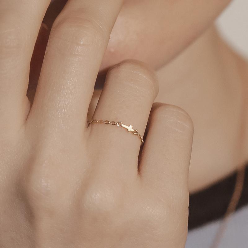 14k AGE symbol 체인반지 - 9