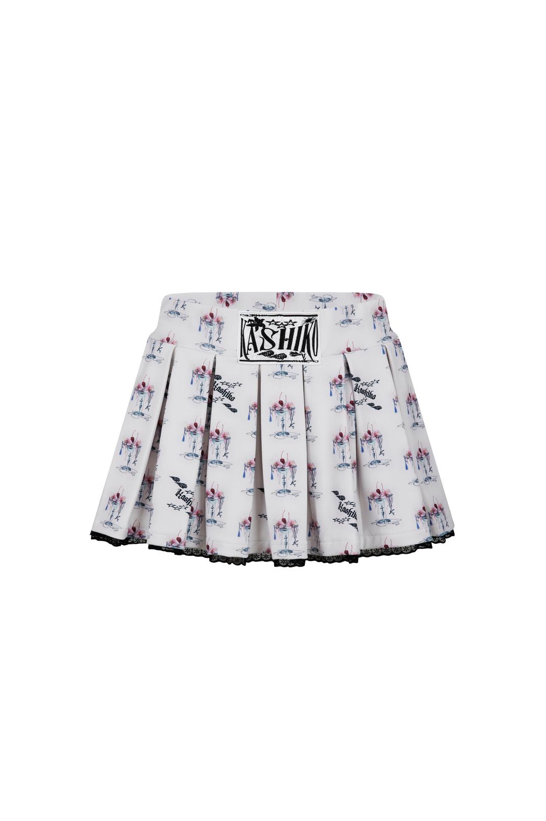 Jewel cocktail Pleats Skirt Pants Ivory