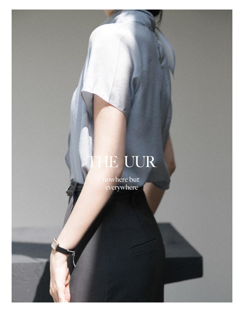 [half_sleeve] uur ove tie-blouse [cloudy-blue]