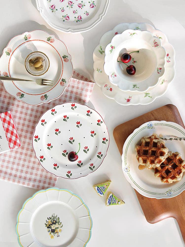 코벤트가든 빈티지 카페 엔틱 플레이팅 브런치 디저트 접시 예쁜 감성 그릇 로즈 접시 소 20cm