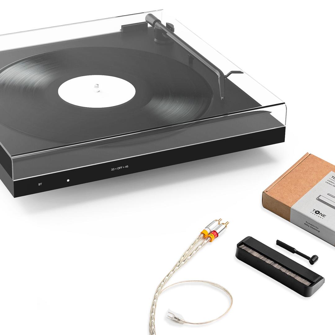 유러피안 미니멀리즘 블루투스턴테이블 TONE Turn-table + All-In-One Black