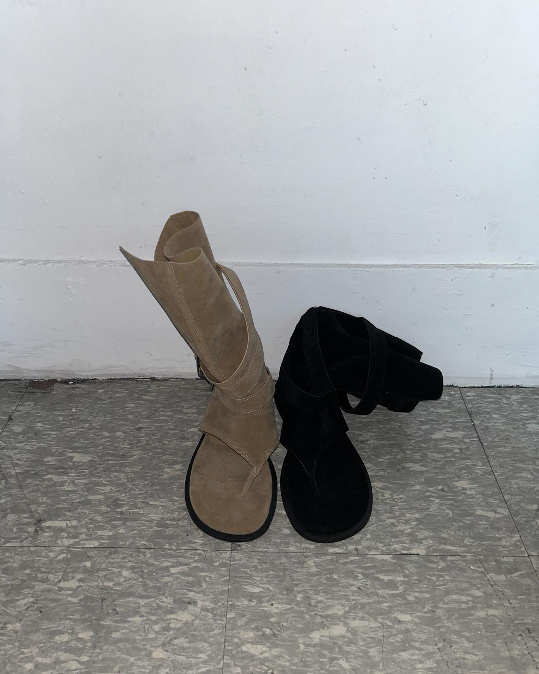 boho buckle flipflop boots