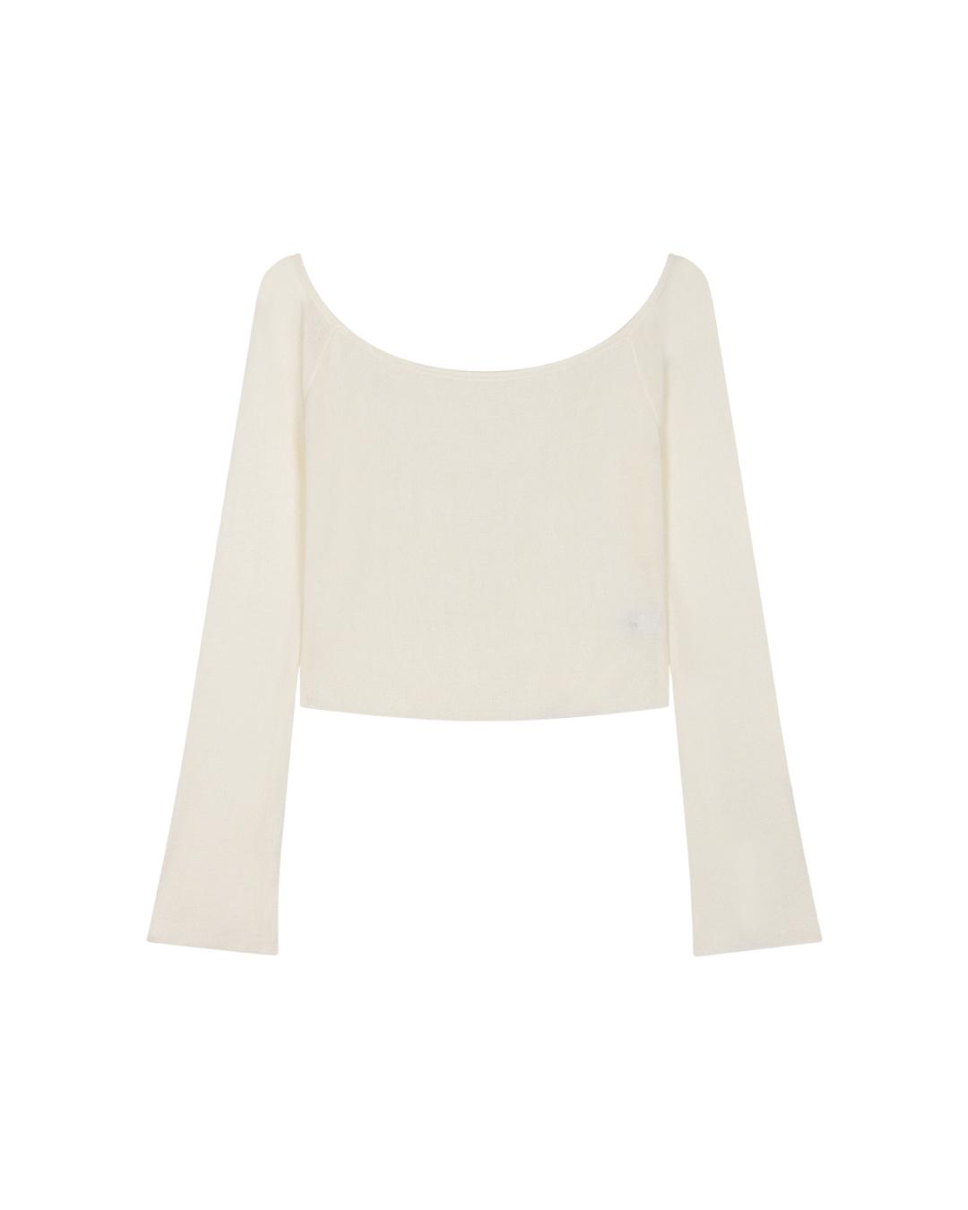 BASIC OFF-SHOULDER LONG SLEEVE KNIT, CREAM