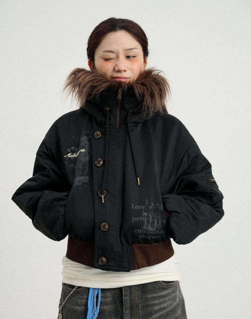 Achihara Winter Hazelnut Fur Hoodie Jacket (3color)