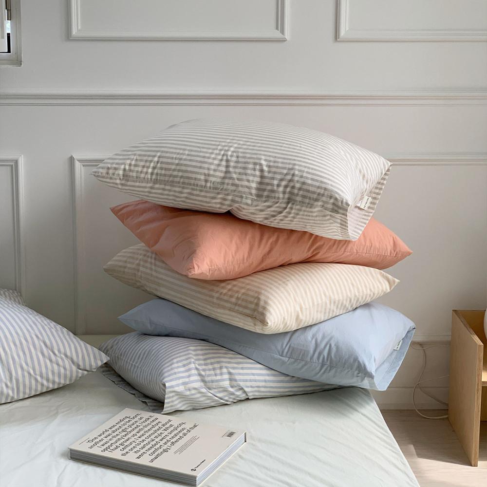 [라튤립] 파우더 알러지케어 고밀도 60수 면 스트라이프 호텔식 베개커버 3컬러