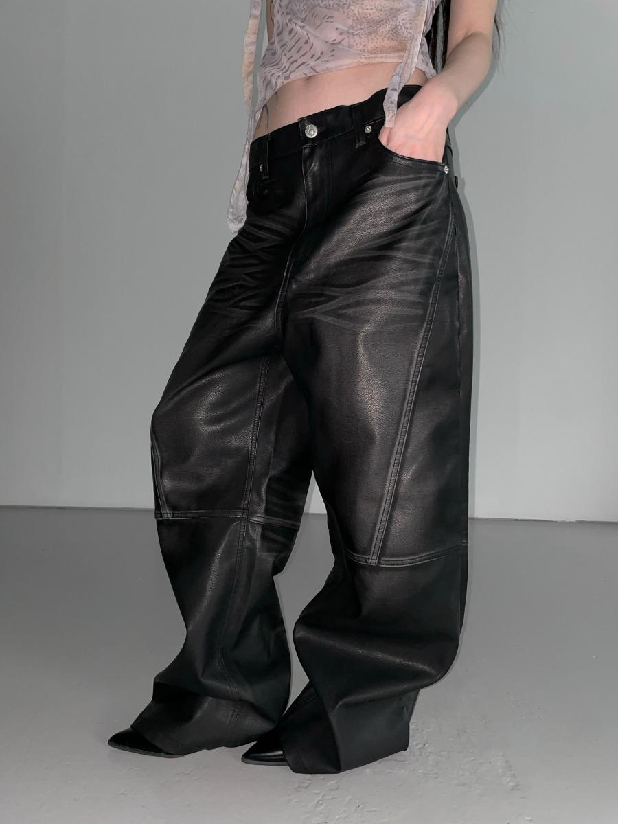 cat leather jeans