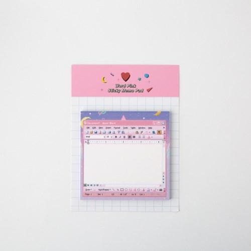 Word Pink Sticky Memo Pad