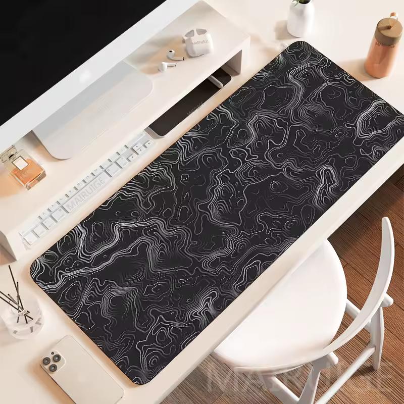 컨투어 맵 대형 마우스 패드 블랙 화이트 라인 아트 게임 액세서리 데스크 매트 카펫 40*80cm XXL 게이머 키보드 마우스 패드 PC 용
