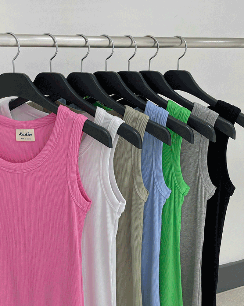 치크 슬림핏 텐션 유넥 골지 나시(7color)