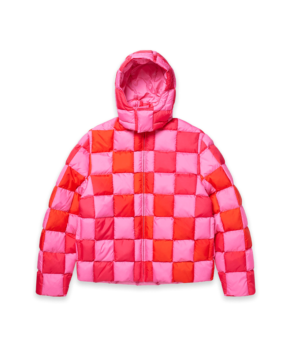 ERL UNISEX GRADIENT CHECKER HOODED PUFFER COAT