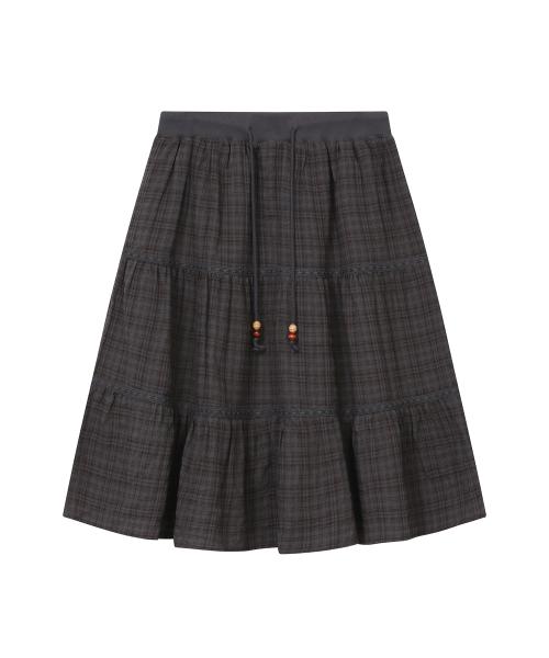 빈티지 체크 스커트 [더스티 퍼플]