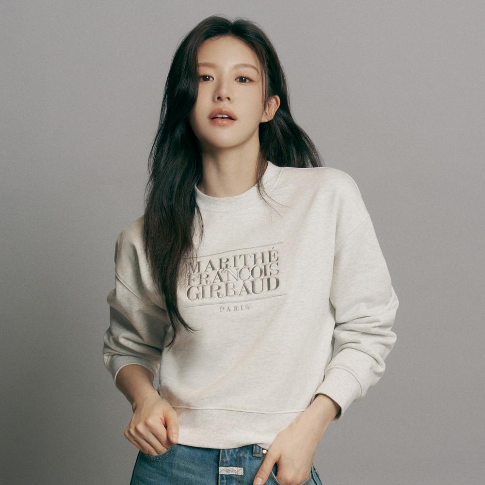 W CLASSIC LOGO CROP SWEATSHIRT light heather gray