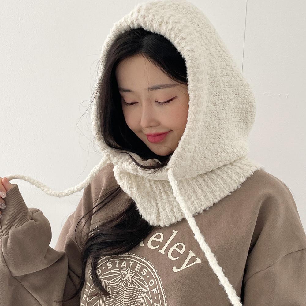 바라클라바 후드넥워머 골지니트 머플러 모자