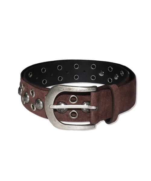 HEAVY ROCK STUD BELT – BROWN SUEDE