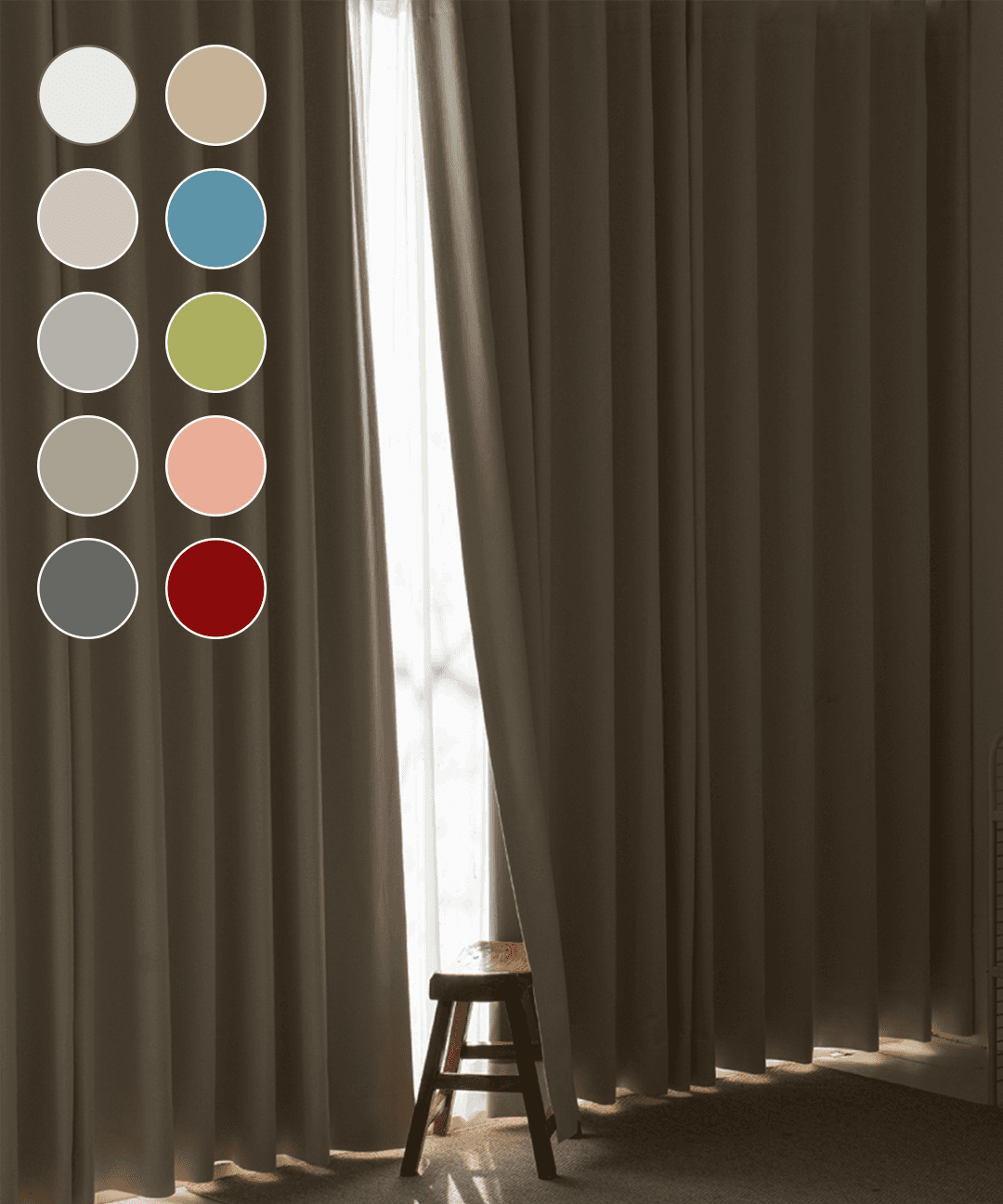 100% 빛차단 완벽 방한 방풍 린넨 거실 암막커튼 (나비주름/평주름/아일렛) 10color