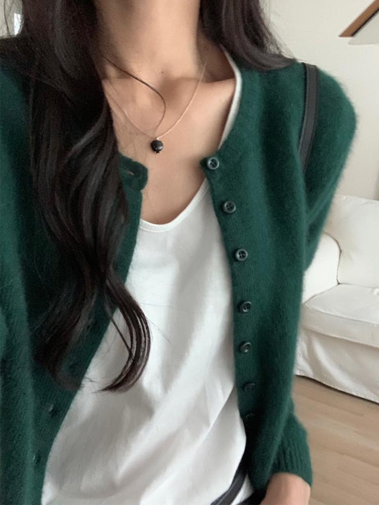 베르가못 포켓 라쿤 울 니트 가디건