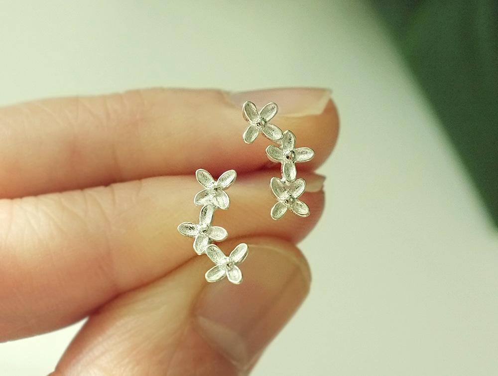 925 SILVER Triple flower earrings