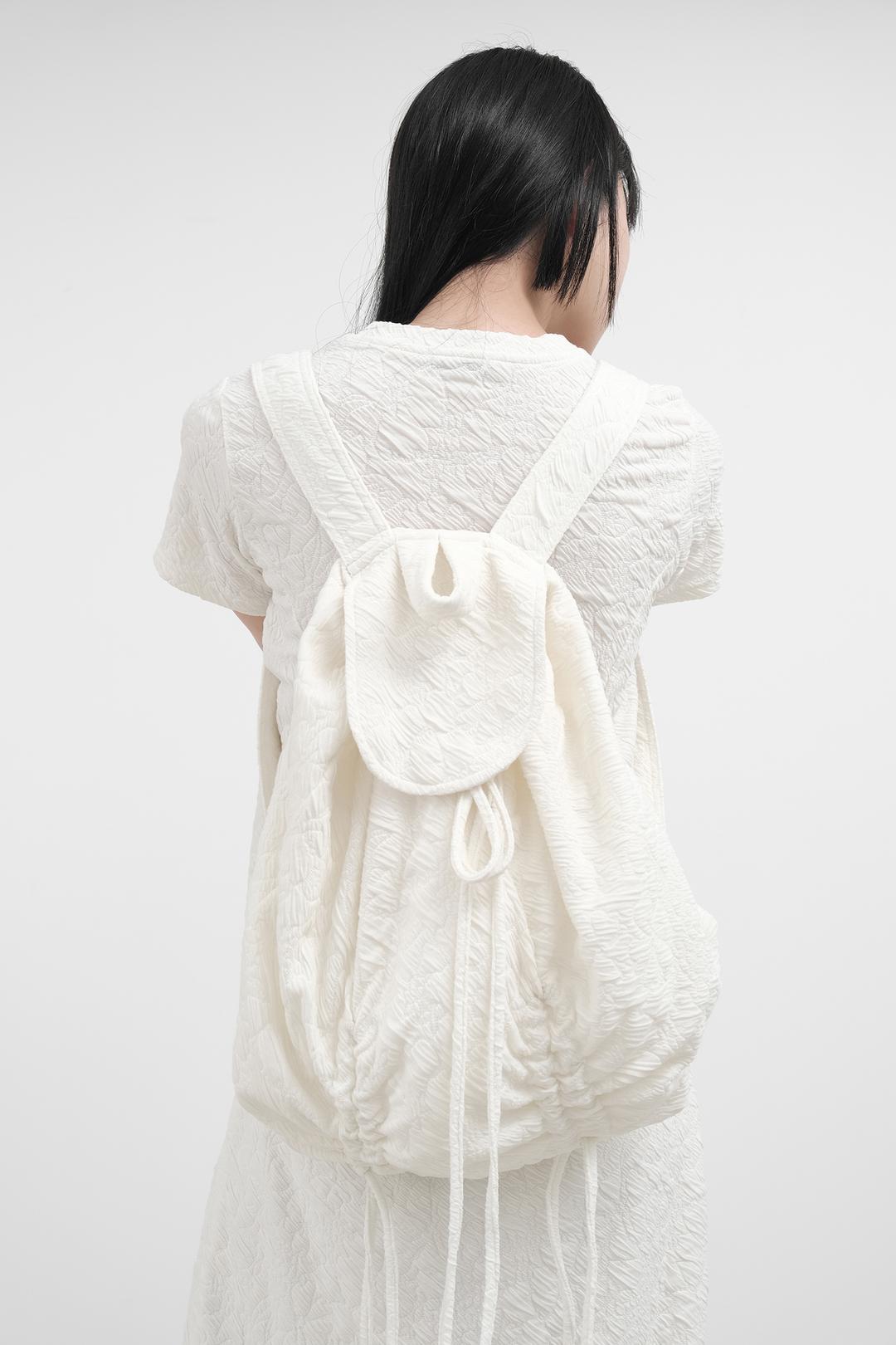 JACQUARD SHIRRING BACKPACK, IVORY