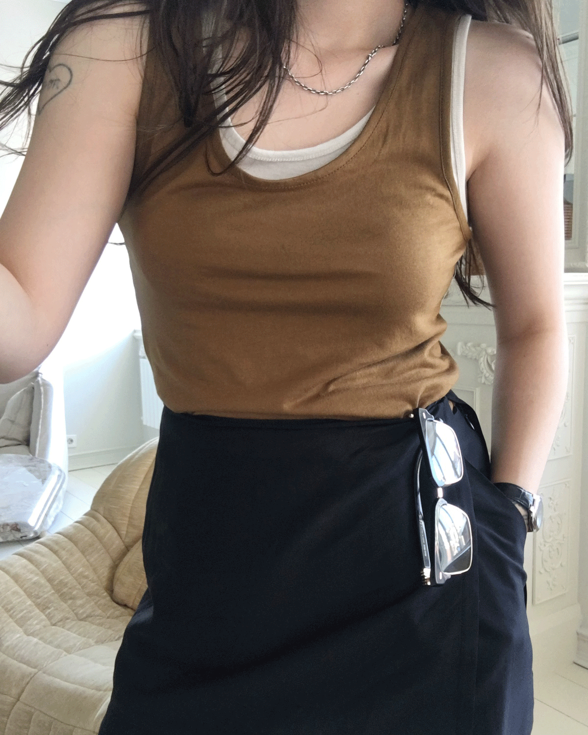 MARKEDLY PICK!* 소장 아이템) LAYERING SLEEVELESS TOP