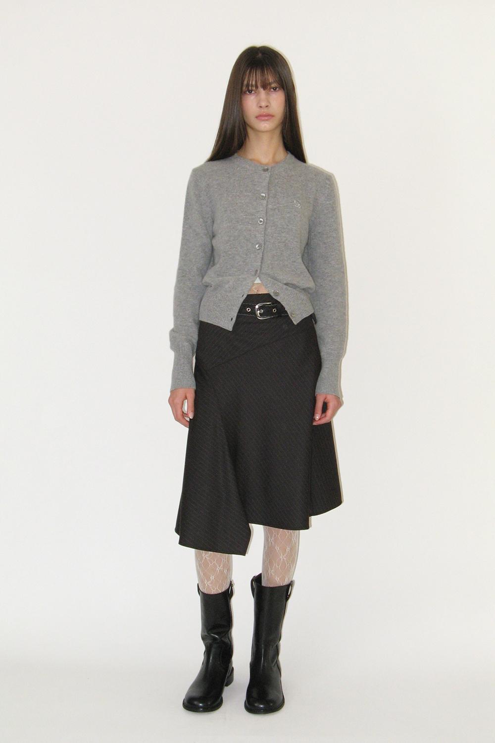 Cashmere Basic Round Cardigan (MELANGE GRAY)