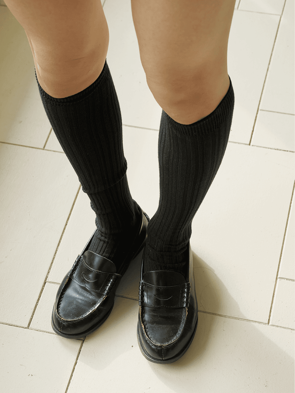 Organic cotton knee socks in black_블랙 니삭스