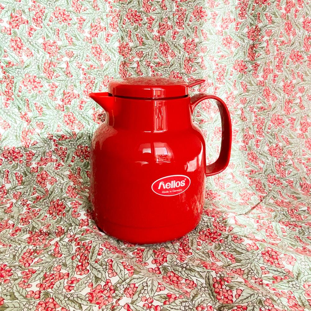 헬리오스 몬도푸시 레드 진공유리 보온병 1L 티팟 티포트