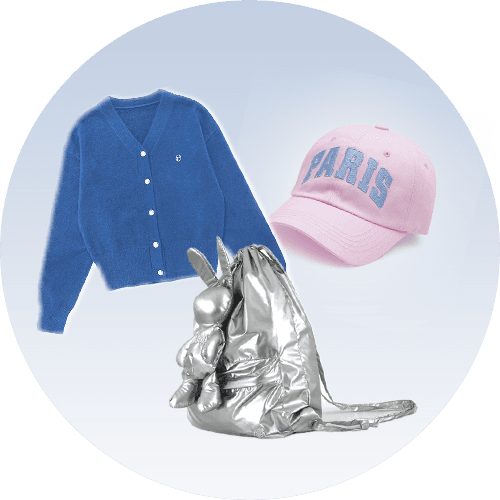 CORSAGE KNIT BEANIE LIGHT BLUE