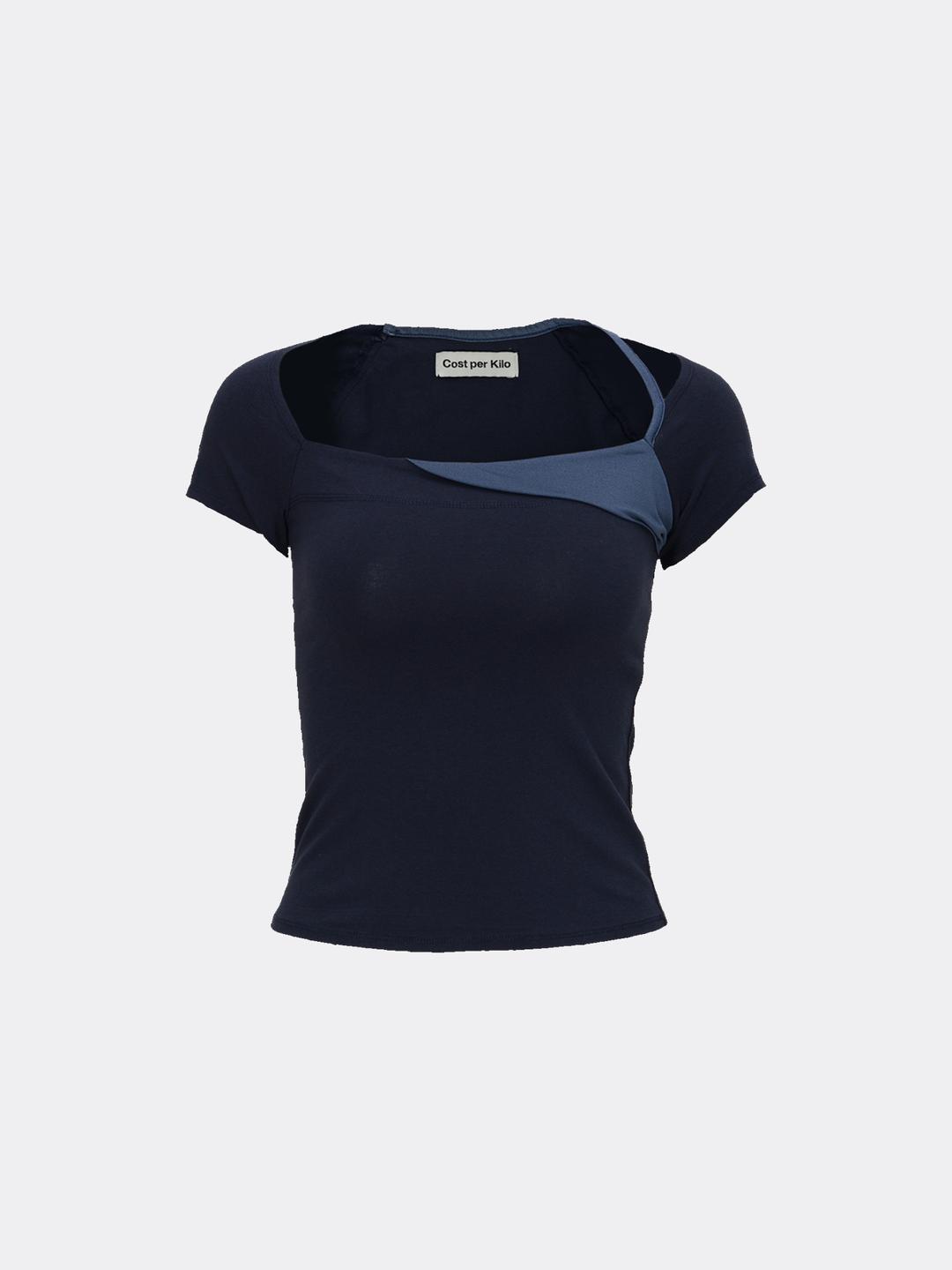 코스트퍼킬로 SQUARE NECK S/S T-SHIRT-NAVY