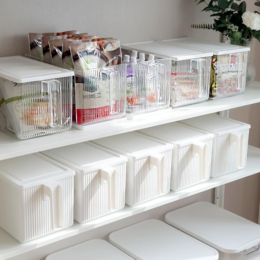 핸디컨테이너 물결패턴 비스포크 팬트리 냉장고 핸들 정리용기 정리함 수납함 리빙박스