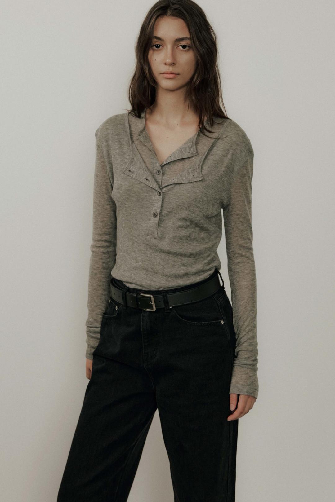 [3rd] Layered Long Sleeve T_Gray