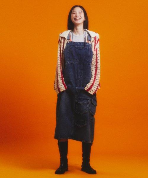 데님 멜빵 스커트