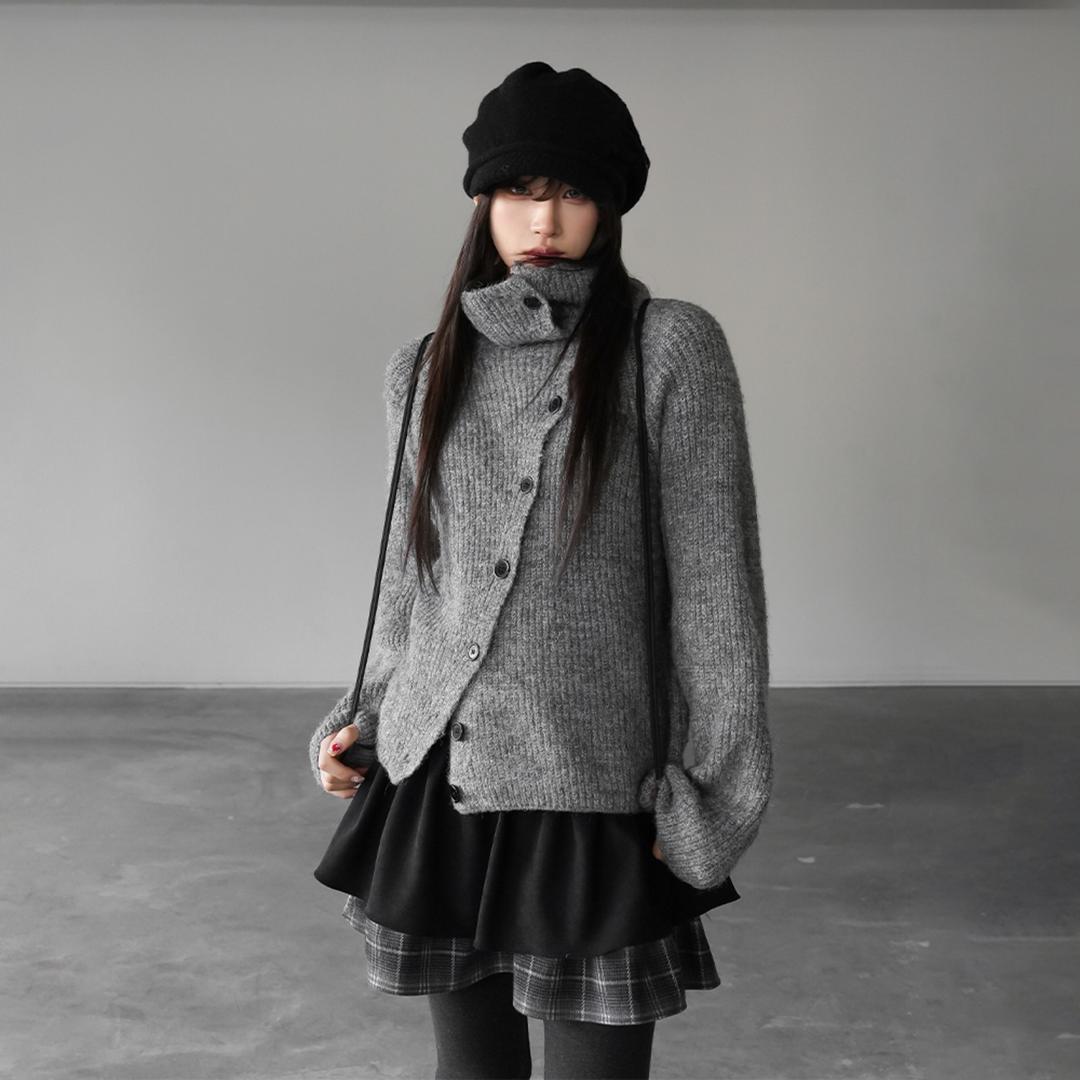 하이핀 언발 니트가디건