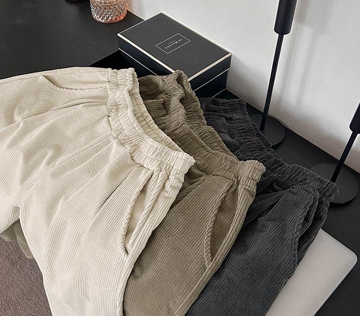 [기획세일20%]메튜 코듀로이 핀턱 밴딩 배기팬츠