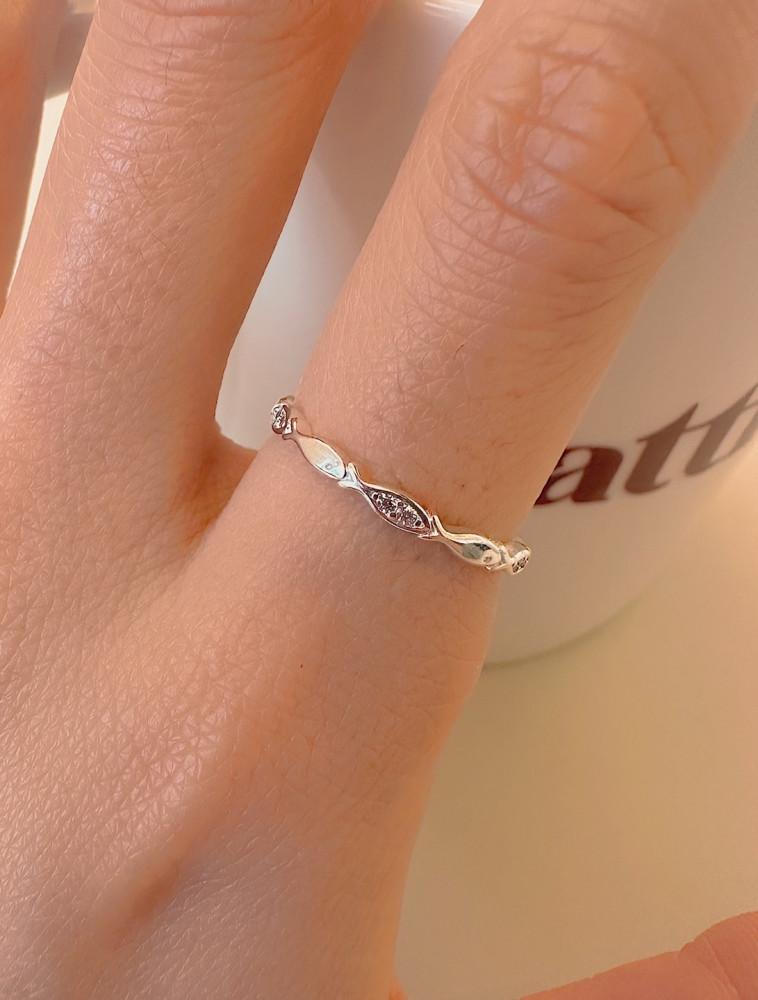 925실버 미니 샤델 물고기 반지 로즈골드 재물반지 : 믈링드
