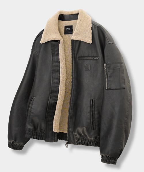 VTG 워시드 시어링 무스탕_블랙