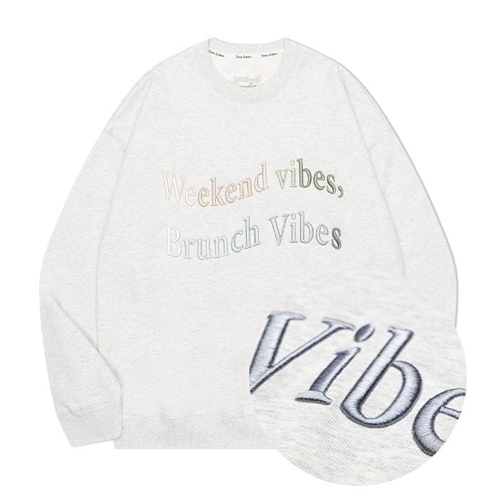 릴렉스 바이브 자수 맨투맨 오트밀