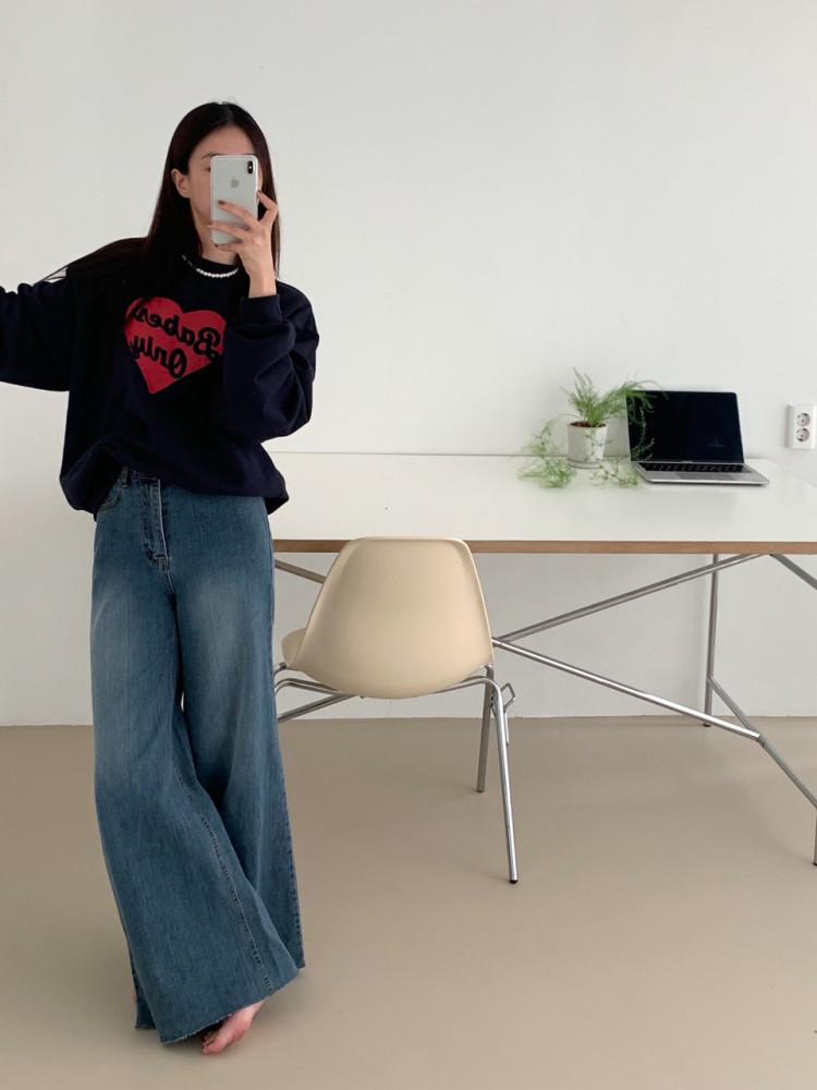 리븐 커팅 통와이드 워싱 데님 2col