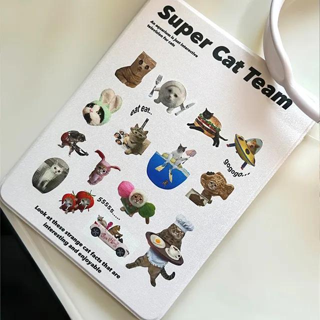 귀여운 고양이 밈 짤 패턴 스탠드형 애플펜슬 수납 홀더 스마트 북커버 아이패드 프로 6 5 에어 4 3 미니6 10 9 8 7 세대 12.9인치 11인치 10.9인치 케이스