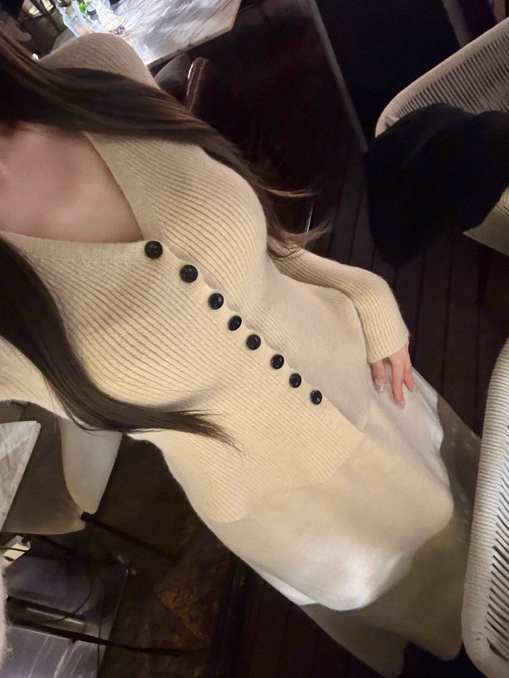 [핏👍] 글램 라인 롱 니트 투피스