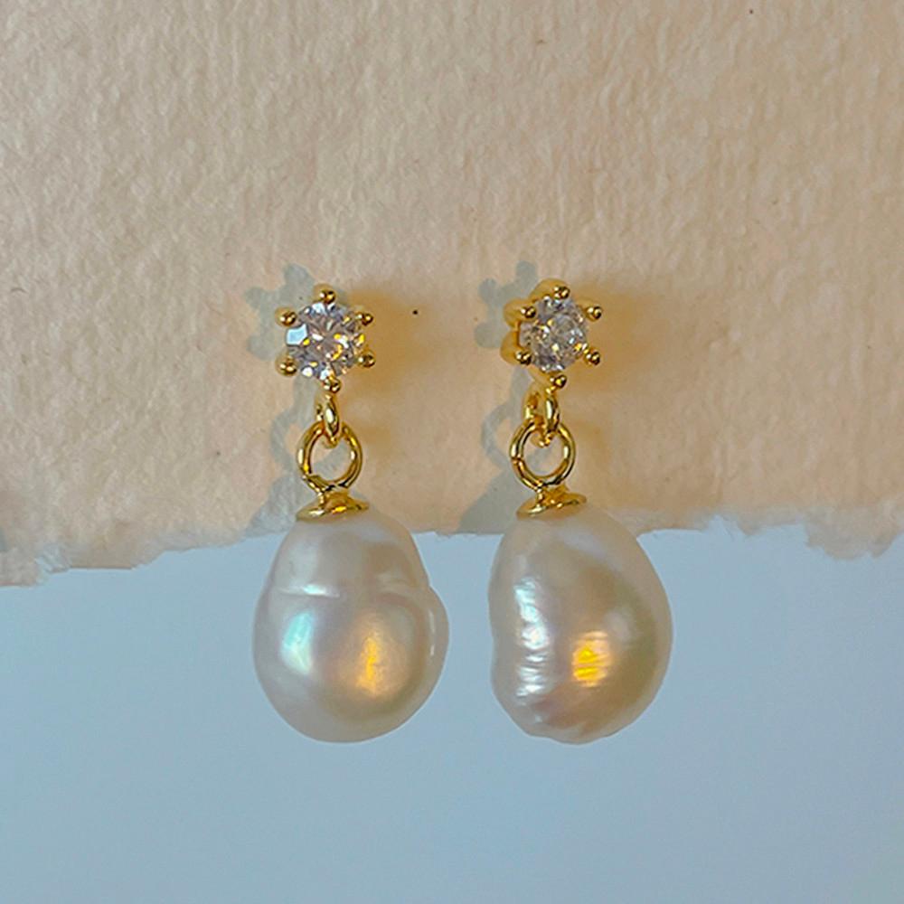 🤍마고 925 제인 담수진주 큐빅 귀걸이 - 결혼식 귀걸이 하객룩 소개팅 귀걸이