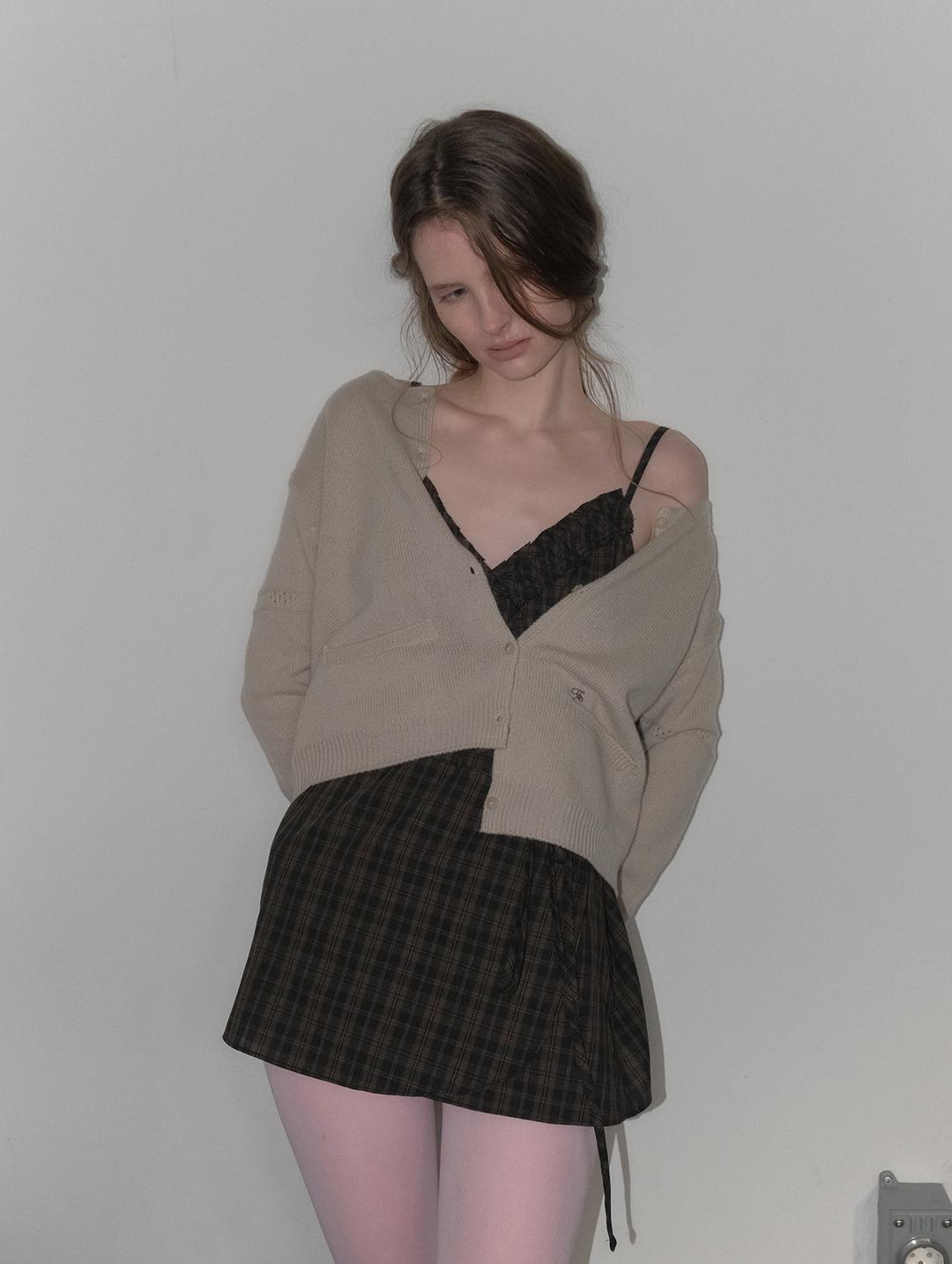 Bell frilled cami dress - check